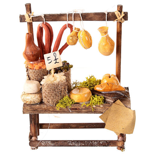 Market stall for 12 cm Neapolitan Nativity Scene, miniature terracotta food 1