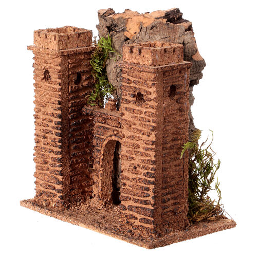 Zamek ozdobny z korka, szopka neapolitańska 6 cm, 15x15x10 cm 2