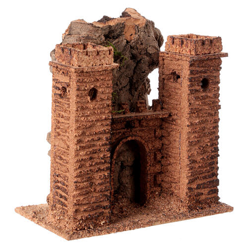 Zamek ozdobny z korka, szopka neapolitańska 6 cm, 15x15x10 cm 3