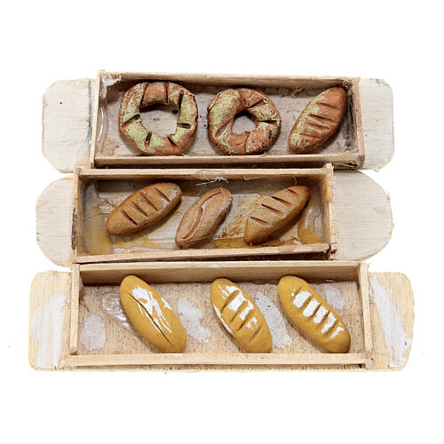 Set of 3 trays with loaves of bread for 10-12 cm Neapolitan Nativity Scene 1