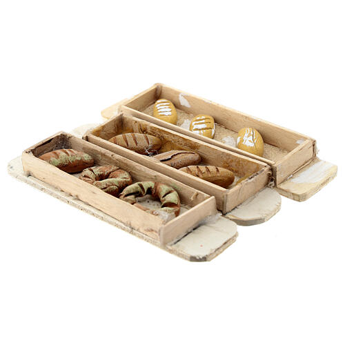 Set of 3 assorted small loaves for Neapolitan nativity scene 10-12 cm 5