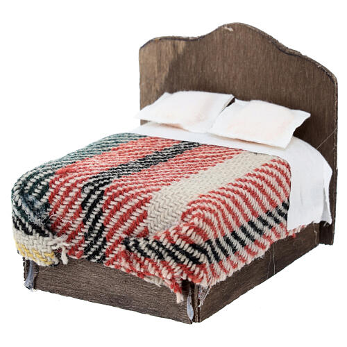 Double bed for 8 cm Neapolitan Nativity Scene, different bed linens 2