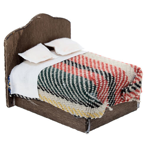 Double bed for 8 cm Neapolitan Nativity Scene, different bed linens 3