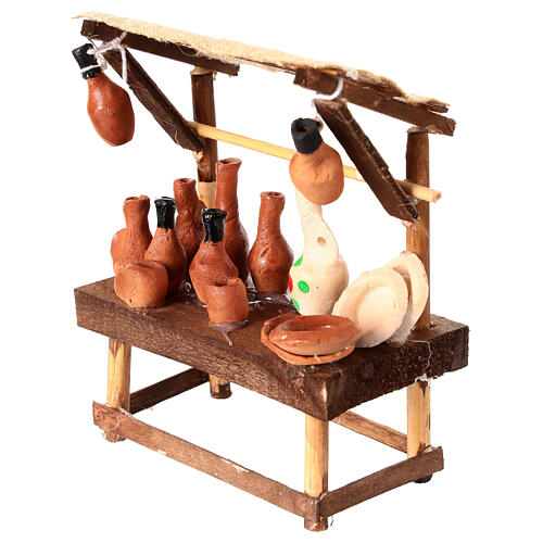 Terracotta jar display for 10 cm Neapolitan Nativity Scene, wood and terracotta, 10x10x5 cm 3