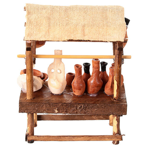 Terracotta jar display for 10 cm Neapolitan Nativity Scene, wood and terracotta, 10x10x5 cm 4