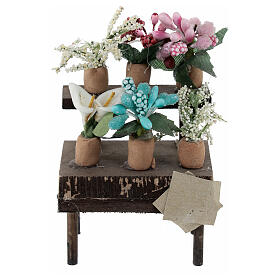 Blumen-Verkaufsstand, Krippenzubehör, neapolitanischer Stil, für 10 cm Krippe, 10x5x5 cm