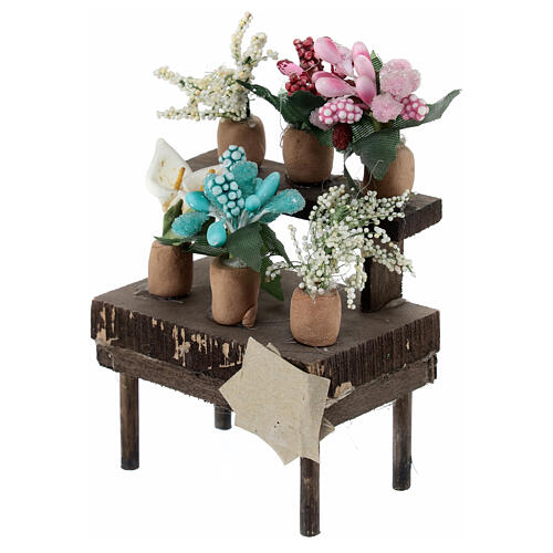 Blumen-Verkaufsstand, Krippenzubehör, neapolitanischer Stil, für 10 cm Krippe, 10x5x5 cm 2