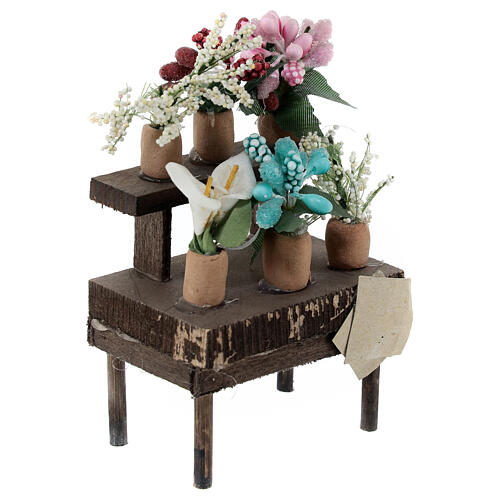 Blumen-Verkaufsstand, Krippenzubehör, neapolitanischer Stil, für 10 cm Krippe, 10x5x5 cm 3