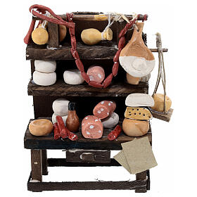 Shelf of cured meats and cheese for Neapolitan nativity scene 12 cm