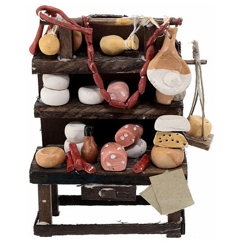 Shelf of cured meats and cheese for Neapolitan nativity scene 12 cm 1