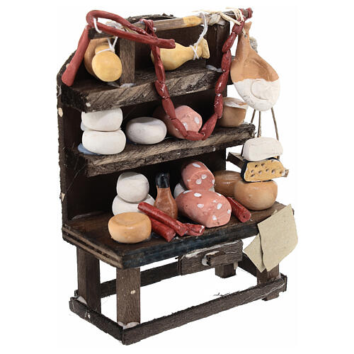 Shelf of cured meats and cheese for Neapolitan nativity scene 12 cm 3