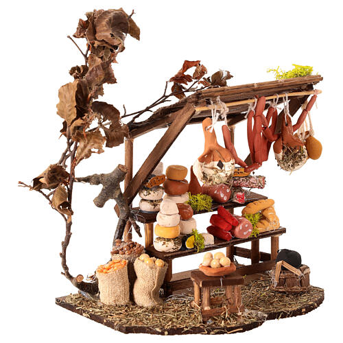 Ambientazione banco salumi presepe napoletano 12 cm su base 20x15x10 3