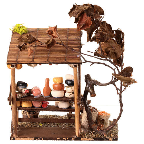 Ambientazione banco salumi presepe napoletano 12 cm su base 20x15x10 4