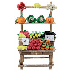 Verkaufsstand mit Obst und Gemüse, Krippenzubehör, neapolitanischer Stil, für 12 cm Krippe, 15x10x5 cm