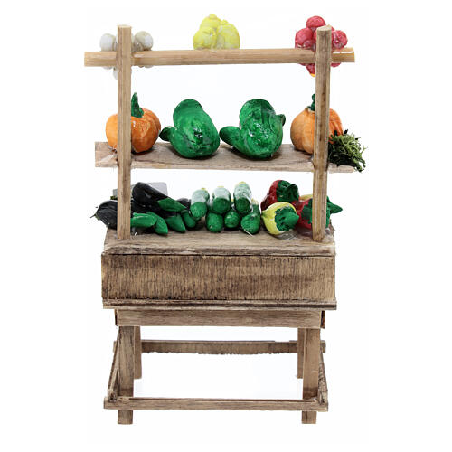 Verkaufsstand mit Obst und Gemüse, Krippenzubehör, neapolitanischer Stil, für 12 cm Krippe, 15x10x5 cm 4