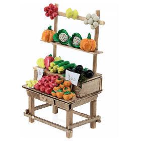 Banco mercato presepe 12 cm frutta verdura Napoli 15x10x5 cm