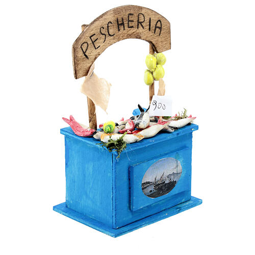 Banco pescheria presepe 10 cm napoletano 15x10x5 cm 3