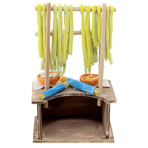 Banco pastaio presepe 10 cm Napoli 15x10x5 cm 4
