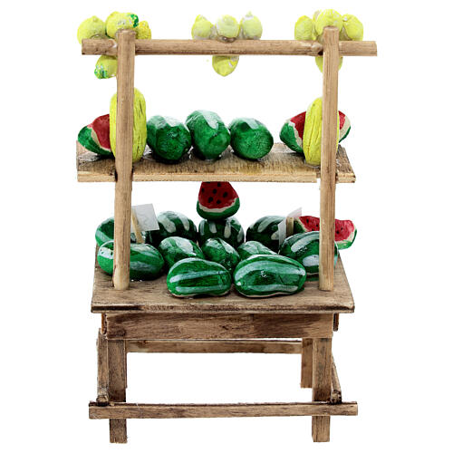 Market stall with watermelons, 15x10x5 cm, for 12 cm Neapolitan Nativity Scene 4