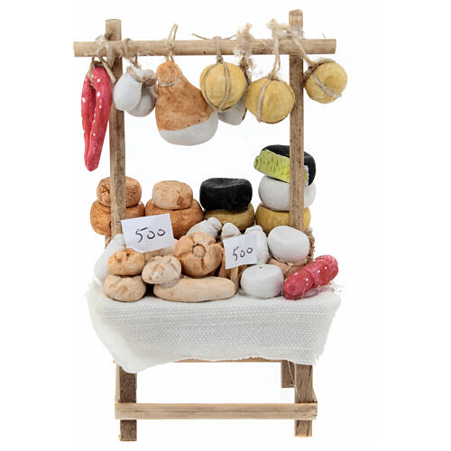 Cheese and charcuterie stall, 15x10x5 cm, for 10 cm Neapolitan Nativity Scene 1