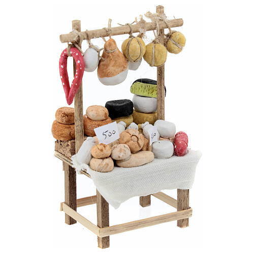 Cheese and charcuterie stall, 15x10x5 cm, for 10 cm Neapolitan Nativity Scene 3