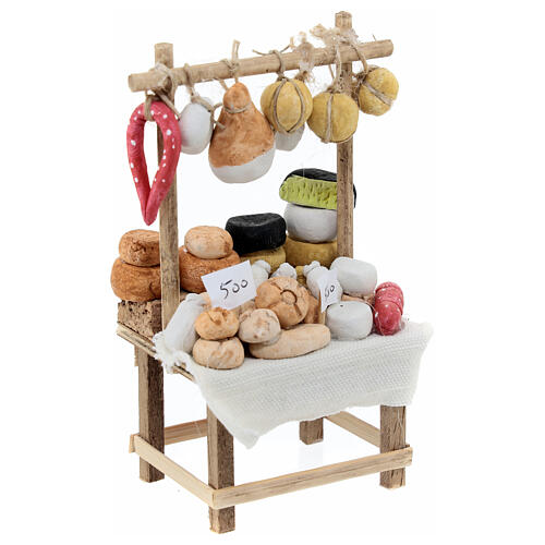 Banco formaggi salumi presepe 10 cm Napoli 15x10x5 cm 3