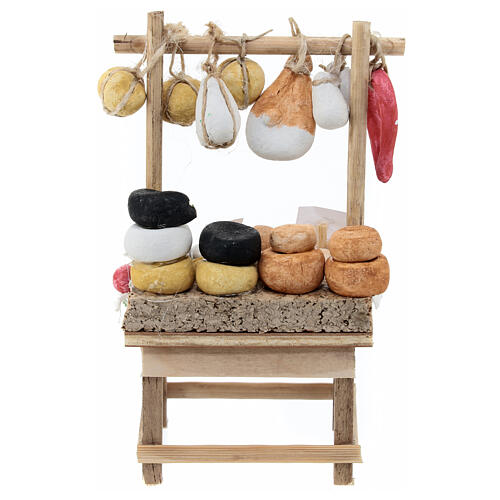 Banco formaggi salumi presepe 10 cm Napoli 15x10x5 cm 4