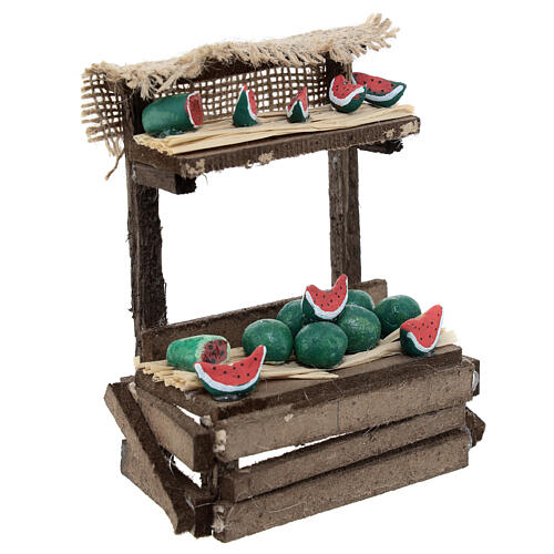 Wassermelonen-Verkaufsstand, Krippenzubehör, neapolitanischer Stil, für 10 cm Krippe, 15x10x5 cm 3