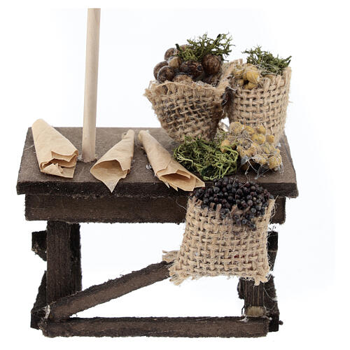 Gemüse-Verkaufsstand mit Sonnenschutz, Krippenzubehör, neapolitanischer Stil, für 12 cm Krippe, 15x10x5 cm 2