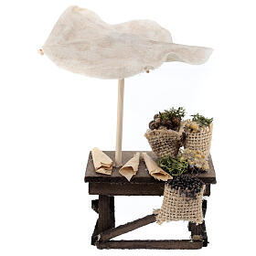 Banco verdure ombrellino presepe 12 cm napoletano 15x10x5 cm