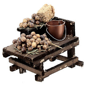 Kartoffel-Verkaufsstand, Krippenzubehör, neapolitanischer Stil, für 10 cm Krippe, 10x10x5 cm
