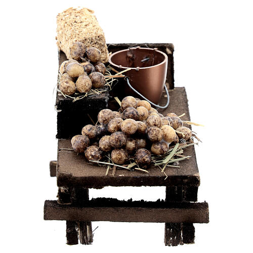 Kartoffel-Verkaufsstand, Krippenzubehör, neapolitanischer Stil, für 10 cm Krippe, 10x10x5 cm 1