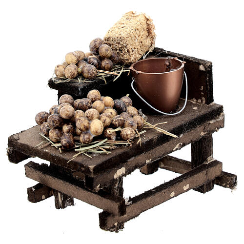 Kartoffel-Verkaufsstand, Krippenzubehör, neapolitanischer Stil, für 10 cm Krippe, 10x10x5 cm 2