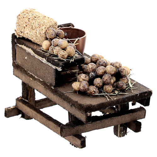 Kartoffel-Verkaufsstand, Krippenzubehör, neapolitanischer Stil, für 10 cm Krippe, 10x10x5 cm 3