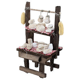 Käse-Verkaufsstand mit Tischdecke, Krippenzubehör, neapolitanischer Stil, für 10 cm Krippe, 15x10x5 cm
