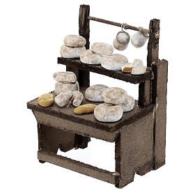 Käse-Verkaufsstand, Krippenzubehör, neapolitanischer Stil, für 10 cm Krippe, 10x10x5 cm