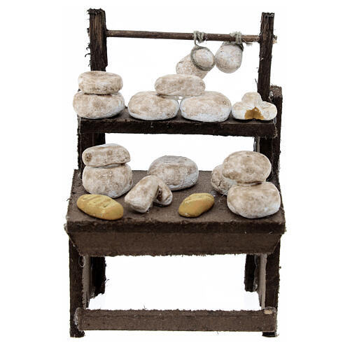 Stand vente fromages pour crèche napolitaine 10 cm 10x10x5 cm 1