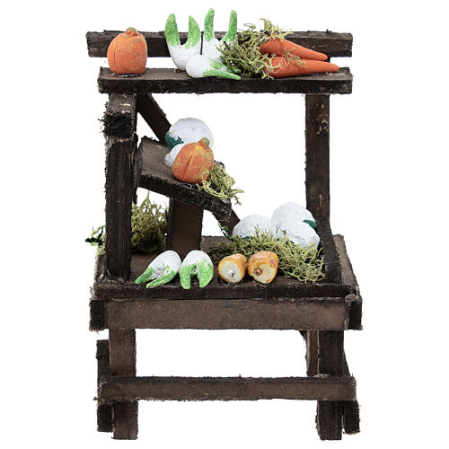 Stand vente légumes pour crèche napolitaine 10 cm 15x10x5 cm 1