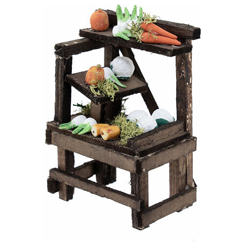 Banco verdure mercato presepe 10 cm napoletano 15x10x5 cm 2