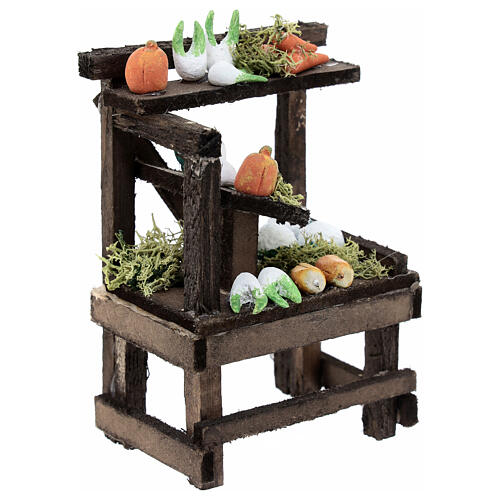Banco verdure mercato presepe 10 cm napoletano 15x10x5 cm 3