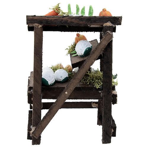 Banco verdure mercato presepe 10 cm napoletano 15x10x5 cm 4