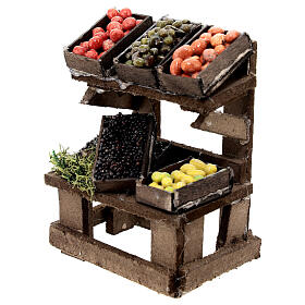 Obst- und Gemüse-Verkaufsstand, Krippenzubehör, neapolitanischer Stil, für 12 cm Krippe, 10x10x5 cm