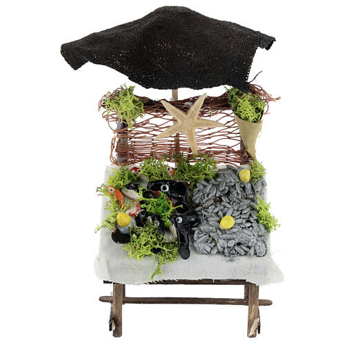 Banco pesce con ombrellone presepe 12 cm Napoli 15x10x5 cm 1