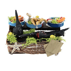 Market stall with fresh fish for 10 cm Neapolitan Nativity Scene, 5x10x5 cm