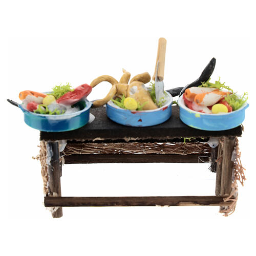 Market stall with fresh fish for 10 cm Neapolitan Nativity Scene, 5x10x5 cm 4