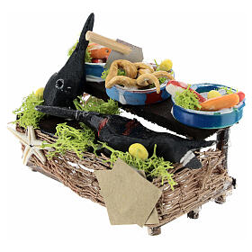 Banco pesce fresco presepe 10 cm napoletano 5x10x5 cm