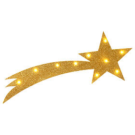 Golden comet with LED lights for Neapolitan Nativity Scene, 60x25 cm