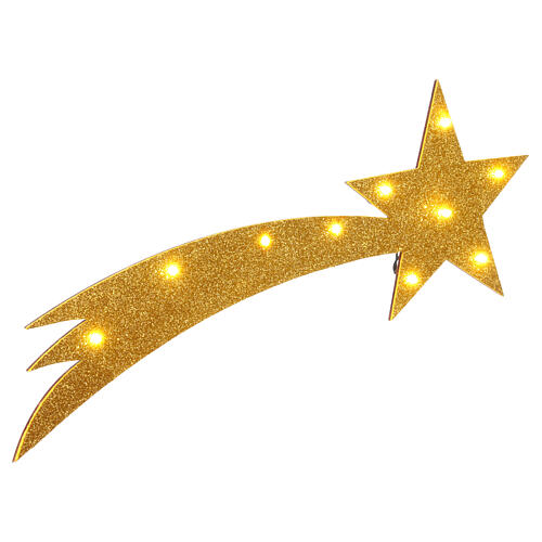 Golden comet with LED lights for Neapolitan Nativity Scene, 60x25 cm 3