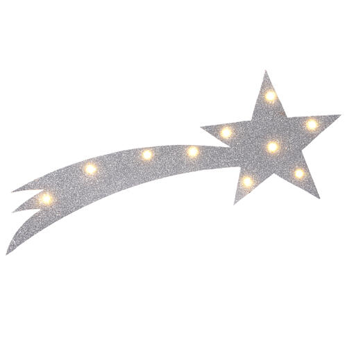 Silver comet with LED lights for Neapolitan Nativity Scene, 60x25 cm 1