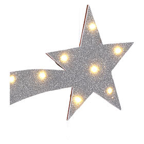 Estrella Cometa plata iluminada 60x25 cm